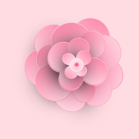 Pink 3d flower. Vector top view illustration.のイラスト素材