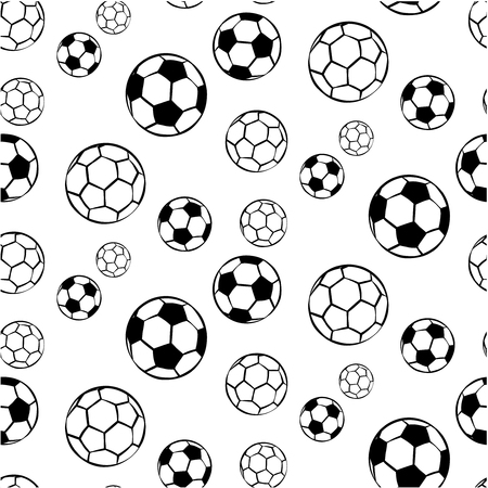 White seamless football pattern with black soccer balls. Vector paper illustration.のイラスト素材