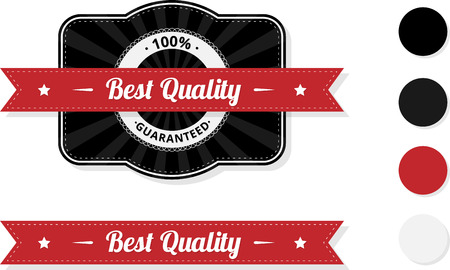 Black and red best quality label templates isolated on white background. Vector illustration.のイラスト素材