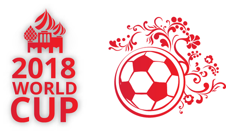 White and red Russia 2018  football card.のイラスト素材