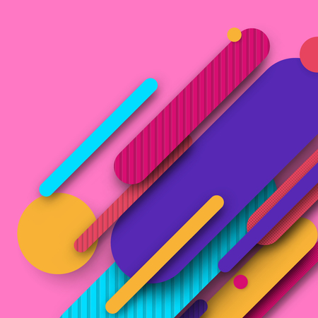 Pink background with bright abstract colorful pattern. Vector illustration.のイラスト素材