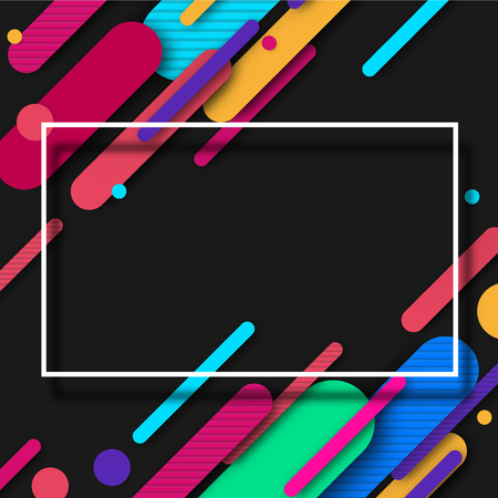 Black background with white frame and bright abstract colorful pattern. Vector illustration.
のイラスト素材