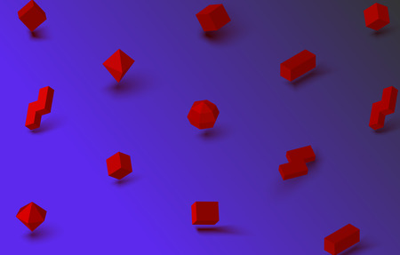 Blue abstract background with red 3d geometric figures pattern. Vector texture illustration.
のイラスト素材