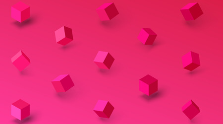Pink abstract background with geometric 3d cubes pattern. Vector texture illustration.
のイラスト素材
