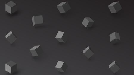Black abstract background with geometric 3d cubes pattern. Vector texture illustration.
のイラスト素材