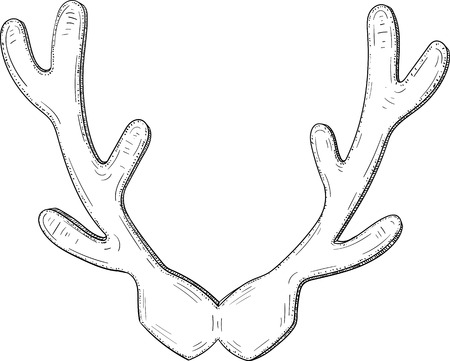 Decorative Ð¡hristmas deer antlers sketch isolated on white background. Vector paper illustration.
のイラスト素材