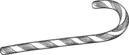 Decorative Christmas candy cane sketch isolated on white background. Vector paper illustration.のイラスト素材