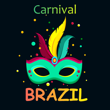 Black Brazil carnival background with festive decorative mask and confetti. Vector illustration.
のイラスト素材