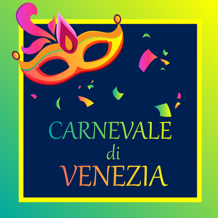 Bright Venezia carnival background with festive mask and confetti, Italian. Vector illustration.
のイラスト素材
