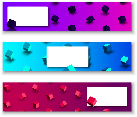 Abstract banners with white frames and color geometric 3d cubes pattern. Vector texture illustration.
のイラスト素材