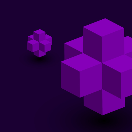 Purple background with 3d cubes. Vector textured illustration.のイラスト素材