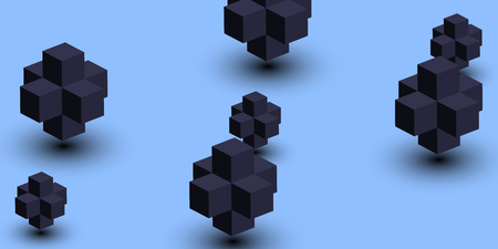 Blue background with black 3d cubes pattern. Vector textured illustration.
のイラスト素材