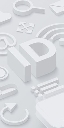 Grey 3d ID background with web symbols. Vector illustration.のイラスト素材