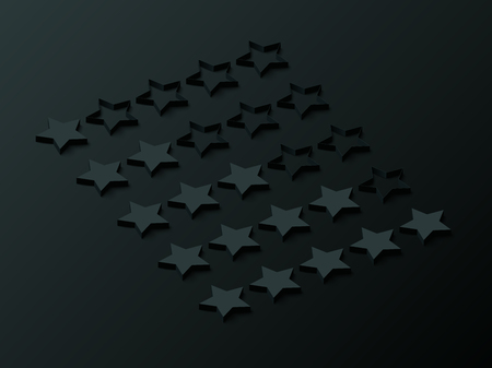 Black background with textured rating scale with 3d stars. Vector illustration.のイラスト素材