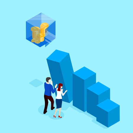 Blue cooperation background with people working together. Vector 3d illustration.のイラスト素材