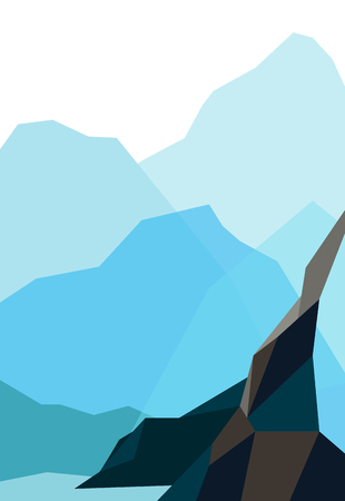 Low poly beautiful mountain landscape. Abstract vector illustration.のイラスト素材