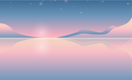 Low poly beautiful mountain landscape on sunrise. Abstract vector illustration.のイラスト素材