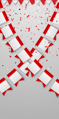 White festive background with austrian national flags and confetti. Vector paper illustration.
のイラスト素材
