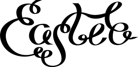 Black easter lettering or print on white paper background. Vector illustration. Handwritten template for greeting card.
のイラスト素材
