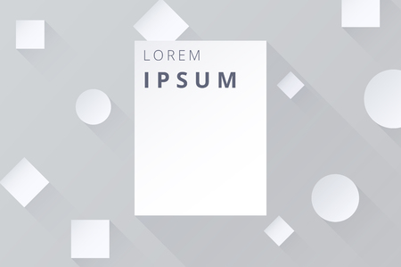 Grey background with white frame and abstract geometric pattern. Creative solution for invitation, booklet or business card template. Vector paper illustration.のイラスト素材