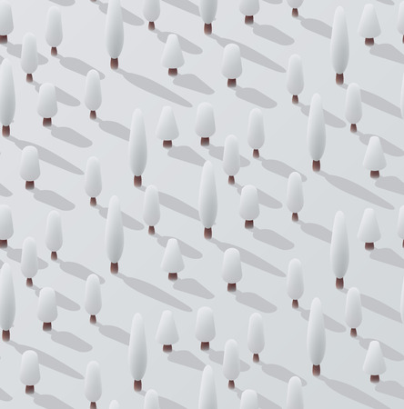 Abstract seamless pattern with white winter forest. Bird's eye view. Vector background.のイラスト素材