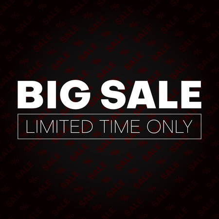 Big sale promotion card with percent sign. Limited time only. Vector background.のイラスト素材