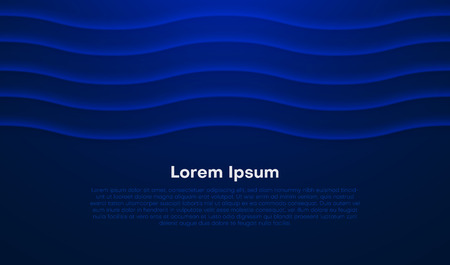 Blue card with abstract wavy pattern and space for text. Creative solution for invitation, business card design. Blank template. Vector paper background.のイラスト素材