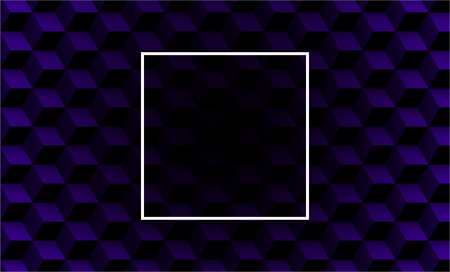 Abstract purple texture with square frame and 3d cubes pattern. Vector paper background.のイラスト素材