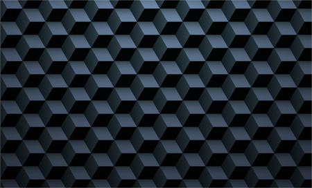 Abstract black texture with 3d cubes pattern. Vector paper background.