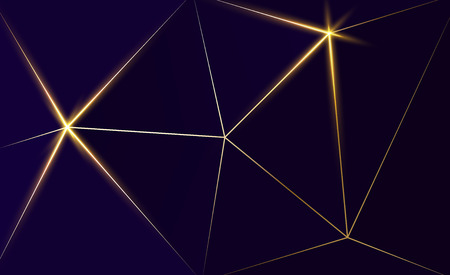 Purple poster with gold shiny abstract network pattern. Vector background.のイラスト素材