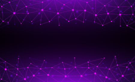 Purple global communication poster with abstract shiny digital network pattern. Vector background.のイラスト素材