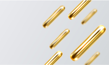 White background with gold shiny 3d cylinders or sticks abstract pattern. Vector illustration.のイラスト素材