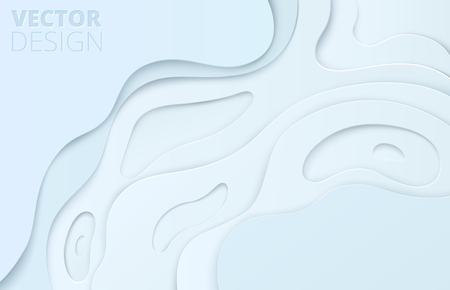 Blue abstract 3d background with multi-layered papercut shapes. Paper design, vector creative trendy illustration.のイラスト素材