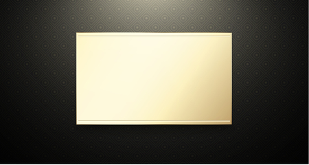 Black poster with golden frame and abstract geometric pattern. Vector background.のイラスト素材