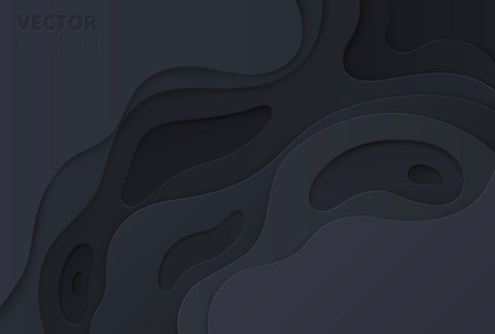 Grey abstract 3d background with multi-layered papercut shapes. Paper design, vector creative trendy illustration.のイラスト素材