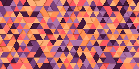 Orange and purple geometric backdrop with abstract colorful pattern of triangles. Vector paper...