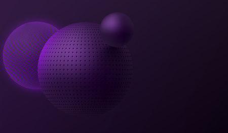 Purple abstract background with 3d balls. Vector illustration.のイラスト素材