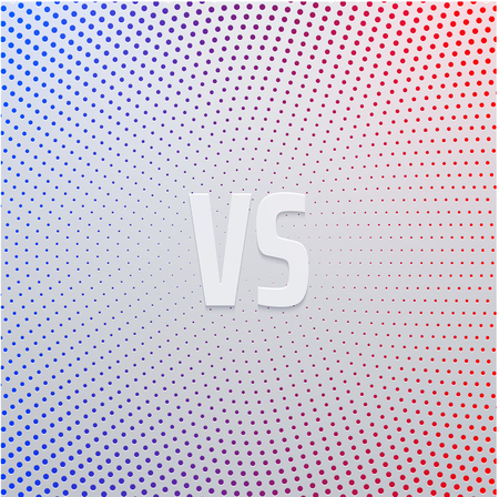 Versus - confrontation, spectrum poster with white VS sign. Pop art style. Battle, business confrontation, rivalry, match, challenge, sport, competition. Vector background. のイラスト素材