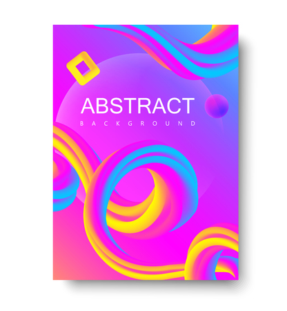 Pink gradient template with abstract colorful spectrum whirl. Creative design and art. Vector paper background.のイラスト素材