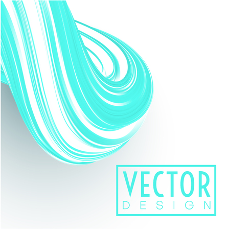 White background with turquoise abstract brushstroke design. Creative template with gouache, watercolor, acrylic painted pattern. Vector illustration.のイラスト素材