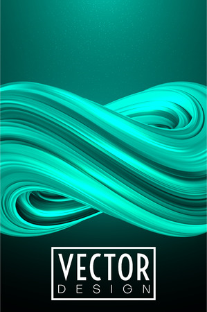 Green background with abstract brush stroke design. Creative template for banner, presentation, poster. Gouache, watercolor, acrylic paint. Vector illustration.のイラスト素材