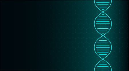 Abstract DNA molecule, neon helix on green background. Medical science, genetic, biotechnology, chemistry, biology. Vector illustration.のイラスト素材