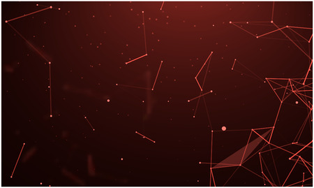 Abstract red background with futuristic geometric pattern. Communication, digital technologies. Creative solution for invitation, booklet or presentation design. Vector illustration.のイラスト素材