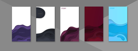 Set of editable templates with colorful frames for social networks stories. Sale, promotion. Vector background.のイラスト素材