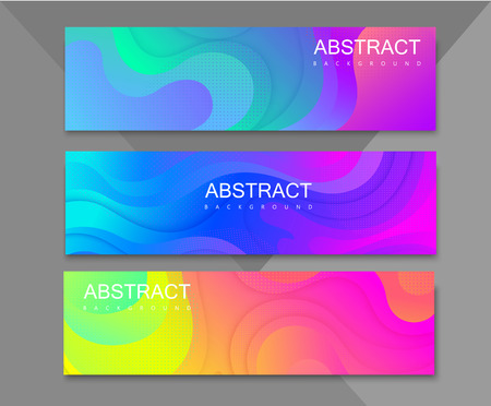 Set of abstract colorful banners with geometric pattern. Creative design template in paper cut style. Vector background. のイラスト素材