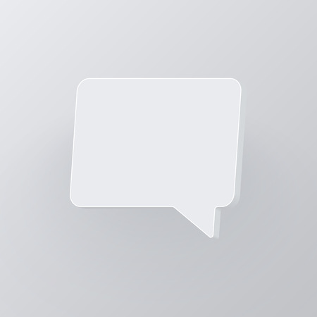 Grey background with white 3d replica or speech bubble template. Vector illustration.