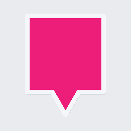 Pink flat replica or speech bubble template isolated on grey background. Paper message, note or tag. Vector illustration.のイラスト素材