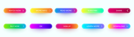 Set of isolated colorful spectrum web icons or buttons for website, homepage, internet or social media. Vector design.のイラスト素材