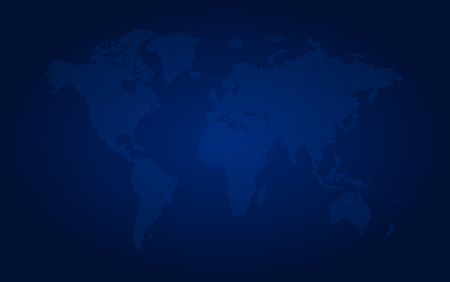 Blue abstract world map. Digital poster template. Global communications, location systems, internet and technology. Vector background.のイラスト素材