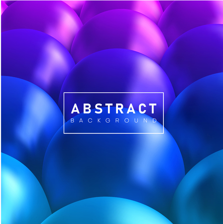 Abstract background with blue glossy 3d balls. Creative design template. Vector illustration. のイラスト素材